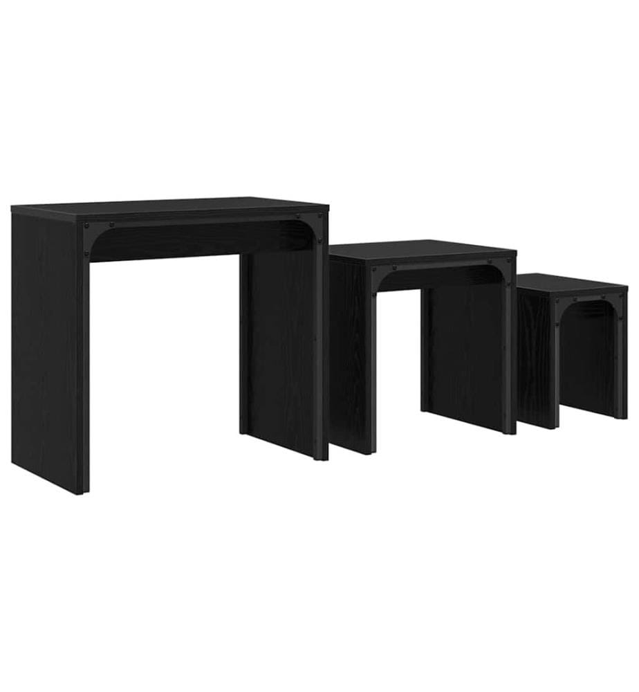 Table basse 3 pcs Chêne noir Bois d'ingénierie