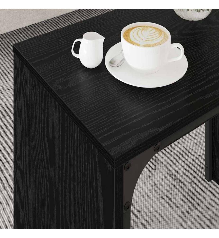 Table basse 3 pcs Chêne noir Bois d'ingénierie