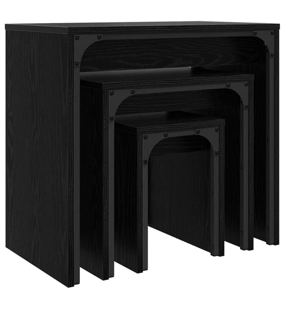 Table basse 3 pcs Chêne noir Bois d'ingénierie