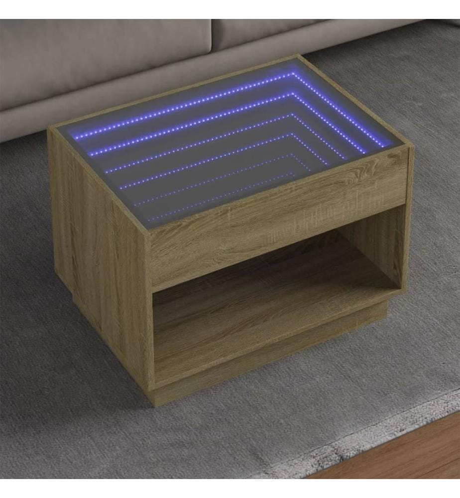 Table basse avec LED infini chêne sonoma 70x50x50 cm