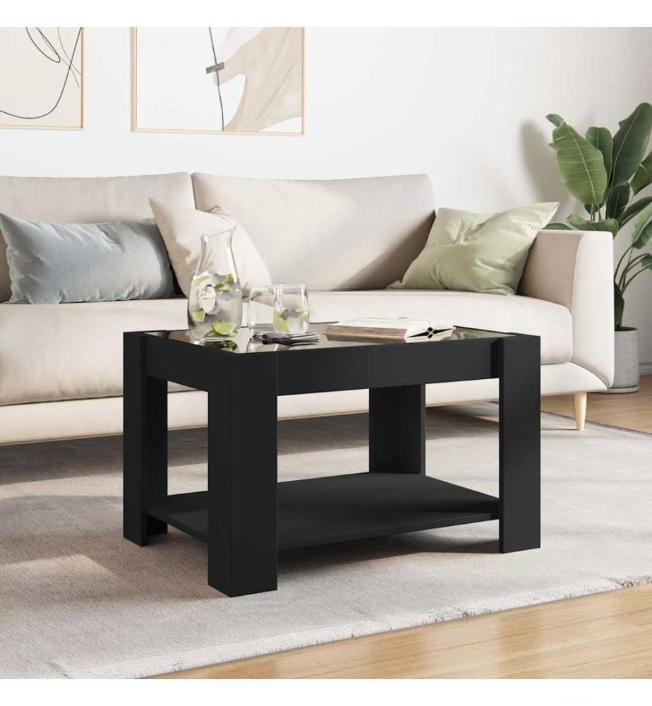 LED-Couchtisch Schwarz 73x53x45 cm Holzwerkstoff
