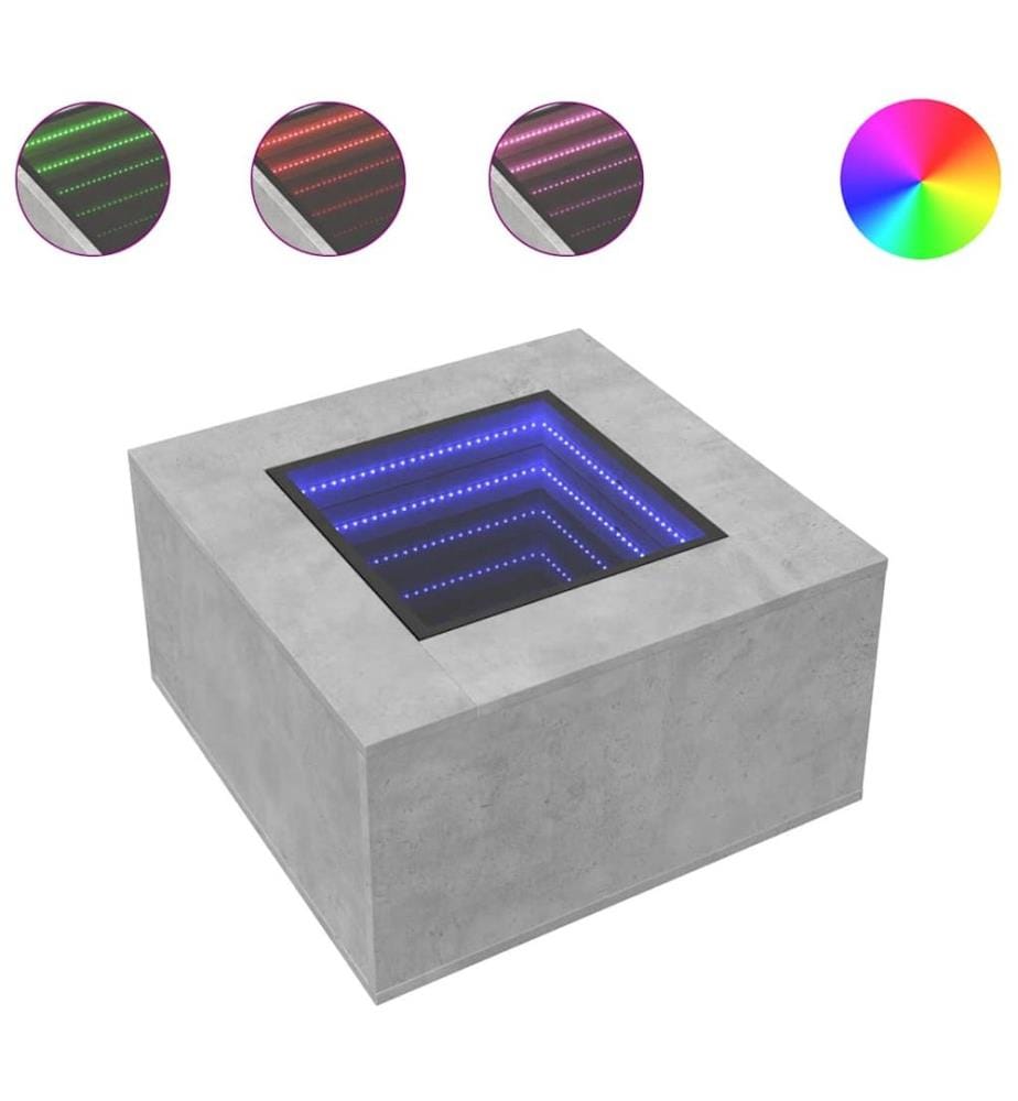 LED-Couchtisch Betongrau 60x60x40 cm Holzwerkstoff