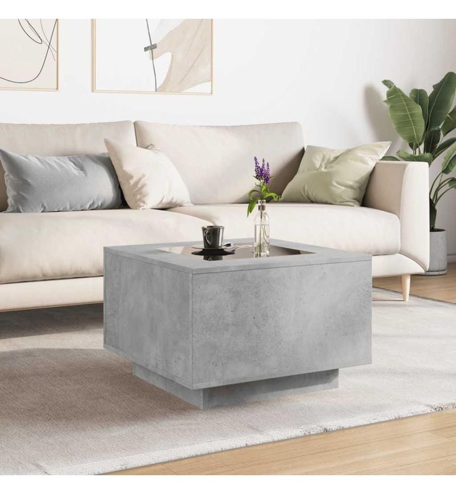 LED-Couchtisch Betongrau 60x60x40 cm Holzwerkstoff