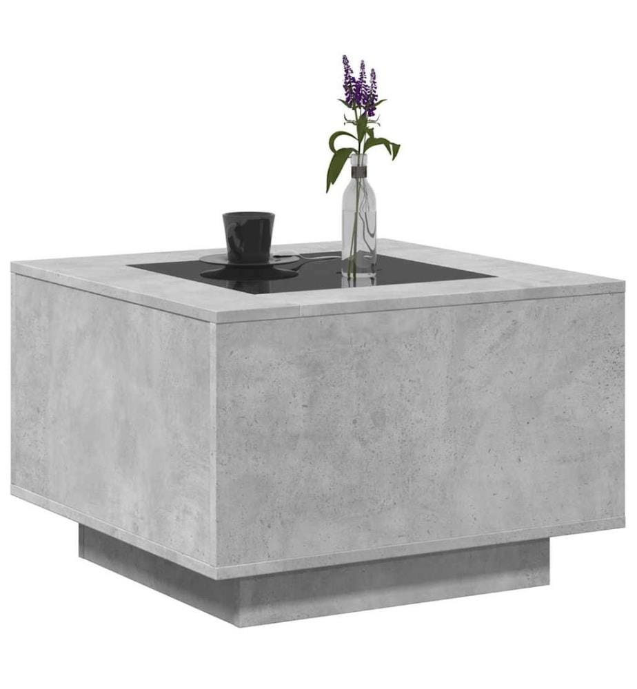 LED-Couchtisch Betongrau 60x60x40 cm Holzwerkstoff
