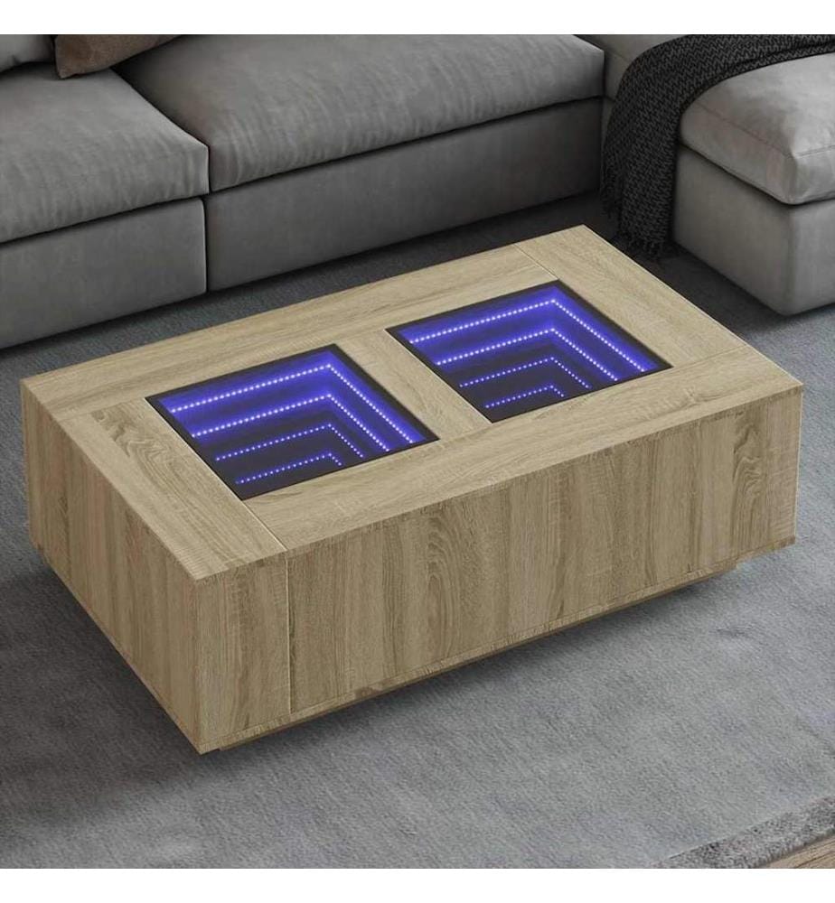 Couchtisch mit Infinity-LED Sonoma-Eiche 116x69x40 cm