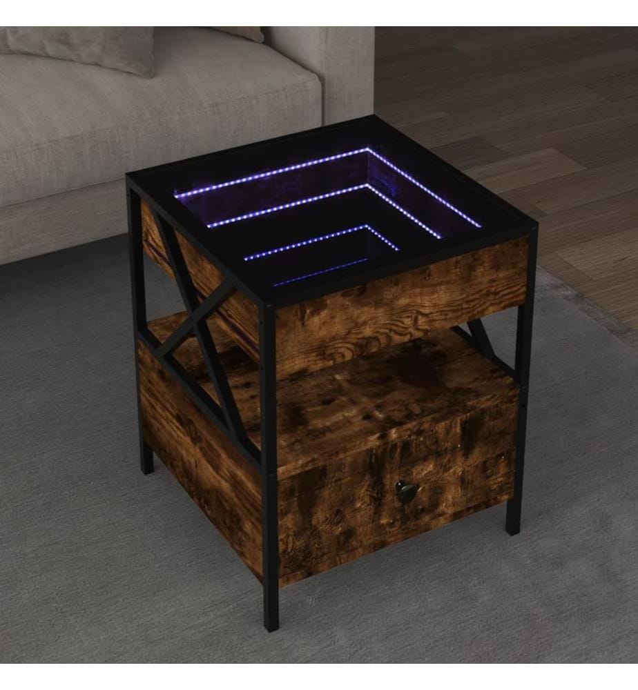 Couchtisch mit Infinity-LED Räuchereiche 40x40x51 cm