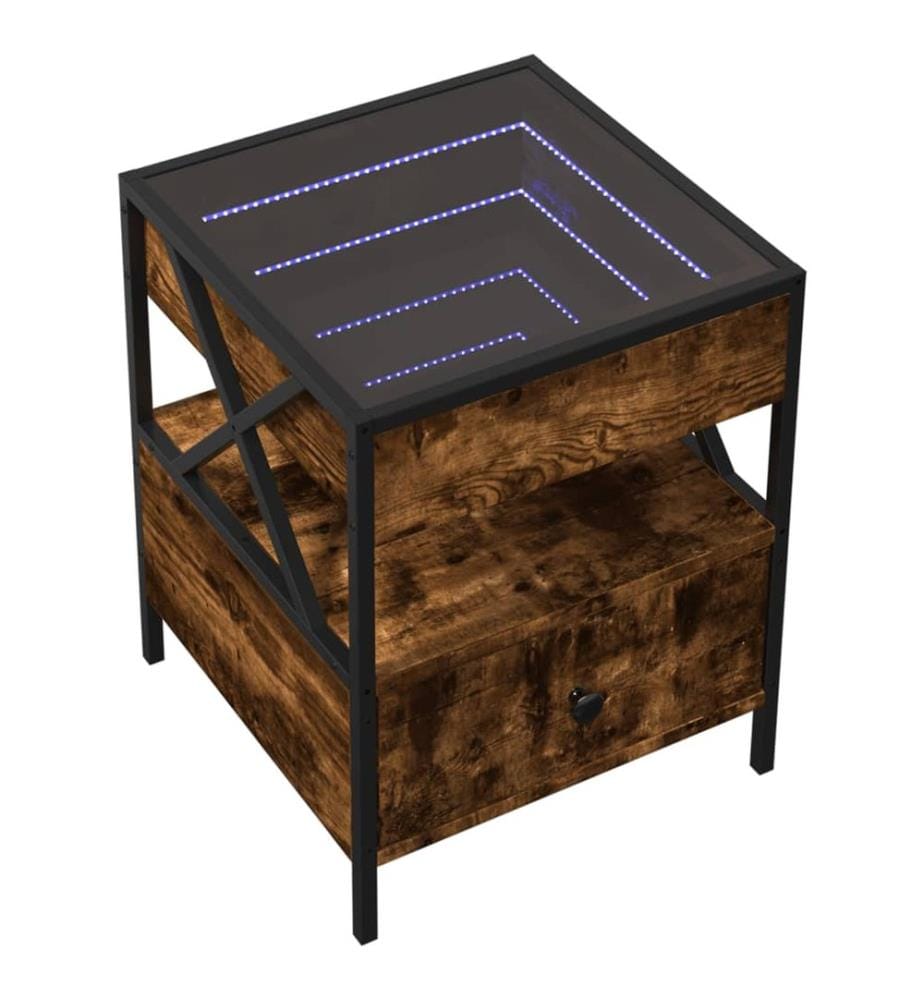 Couchtisch mit Infinity-LED Räuchereiche 40x40x51 cm
