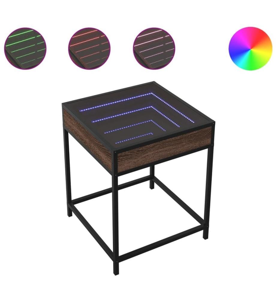 Table basse avec LED Infinity chêne marron 40x40x51 cm