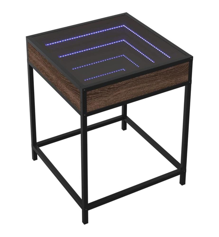 Table basse avec LED Infinity chêne marron 40x40x51 cm