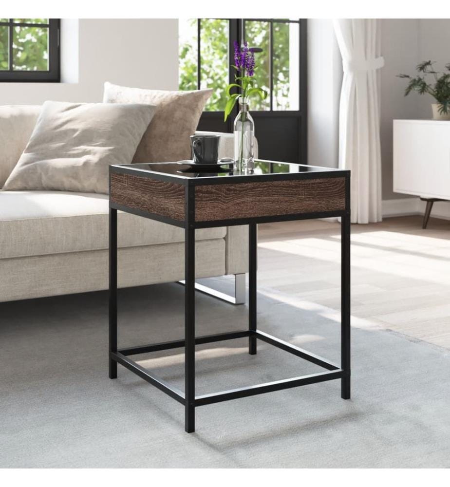 Table basse avec LED Infinity chêne marron 40x40x51 cm