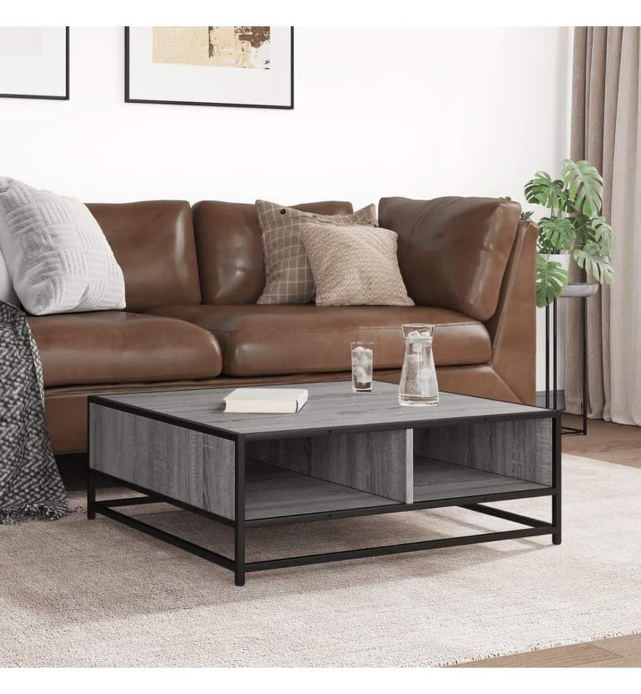 Couchtisch Grau Sonoma 80x80x30 cm Holzwerkstoff und Metall