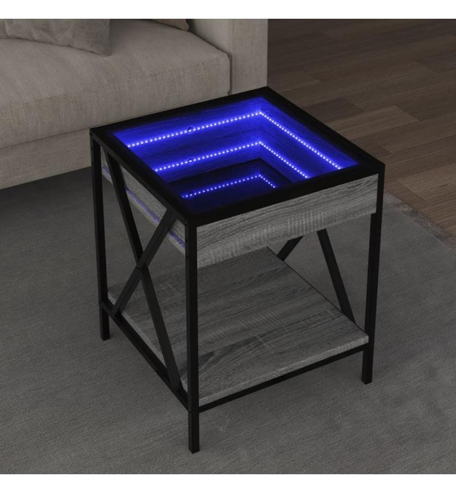 Table basse avec LED Infinity sonoma gris 40x40x49 cm