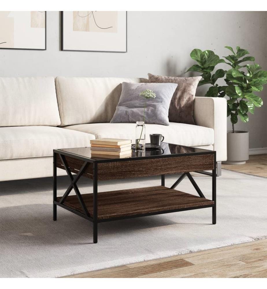 Couchtisch mit Infinity-LED Braun Eichen-Optik 70x50x38 cm