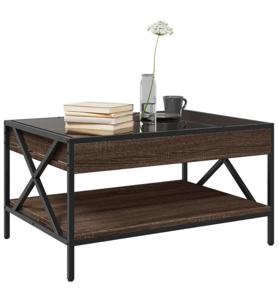 Couchtisch mit Infinity-LED Braun Eichen-Optik 70x50x38 cm