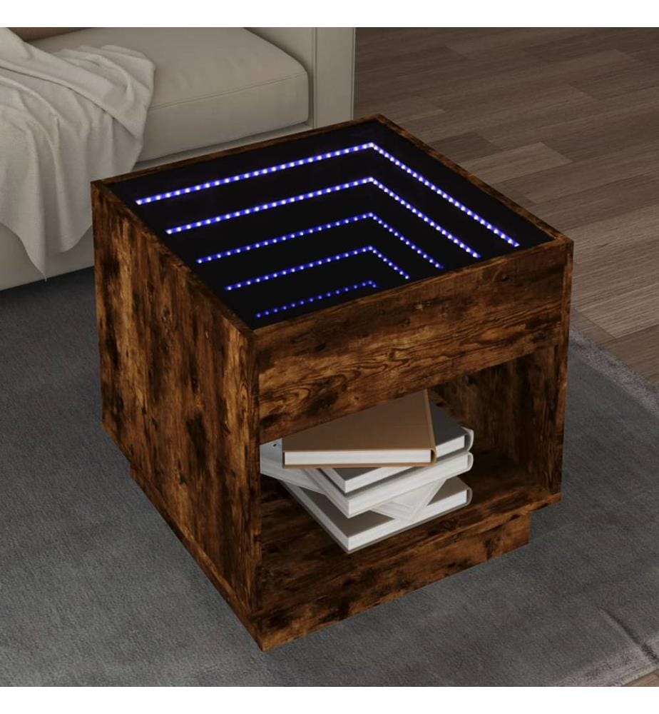 Couchtisch mit Infinity-LED Räuchereiche 50x50x50 cm