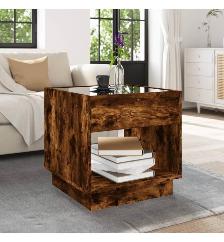 Couchtisch mit Infinity-LED Räuchereiche 50x50x50 cm