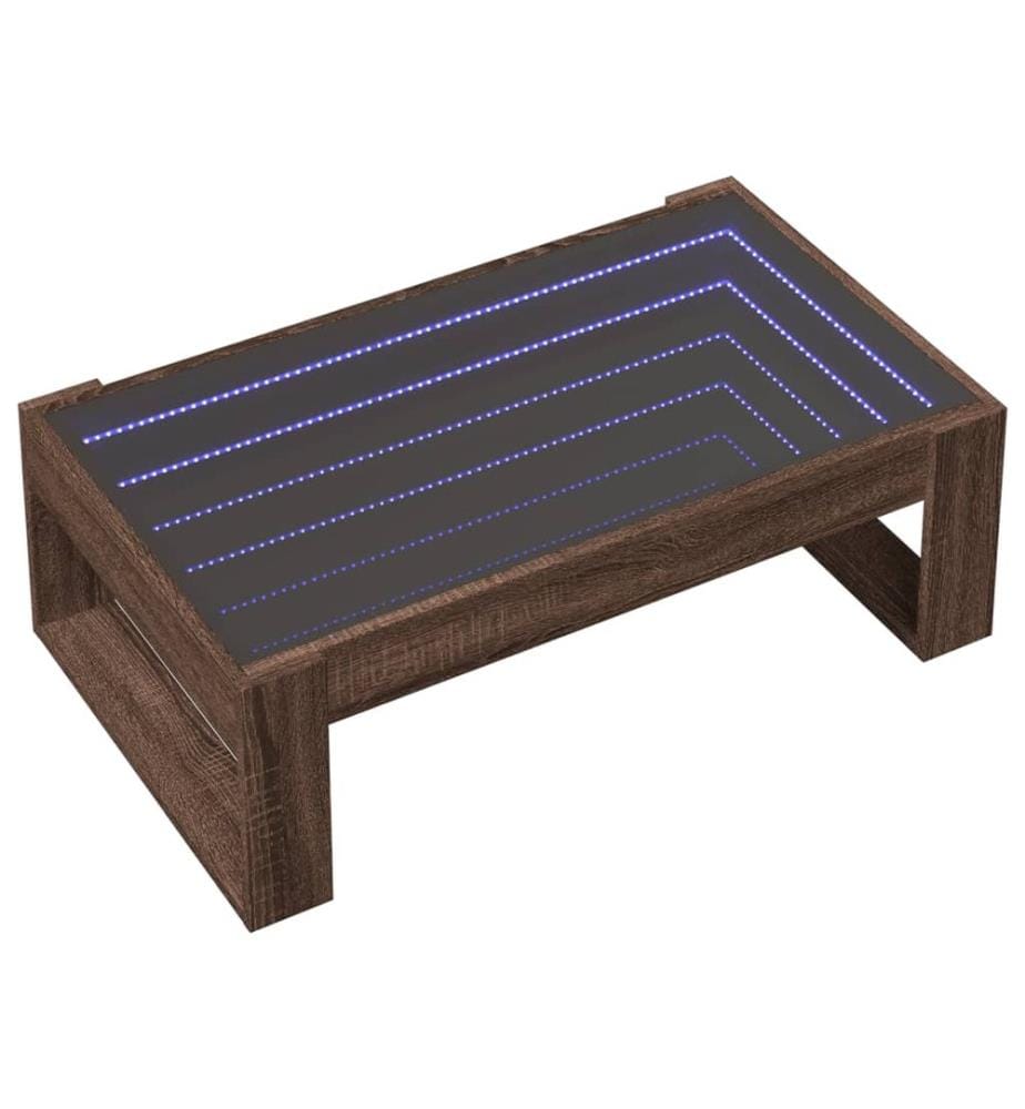 Couchtisch mit Infinity-LED Braun Eichen-Optik 90x53x30 cm
