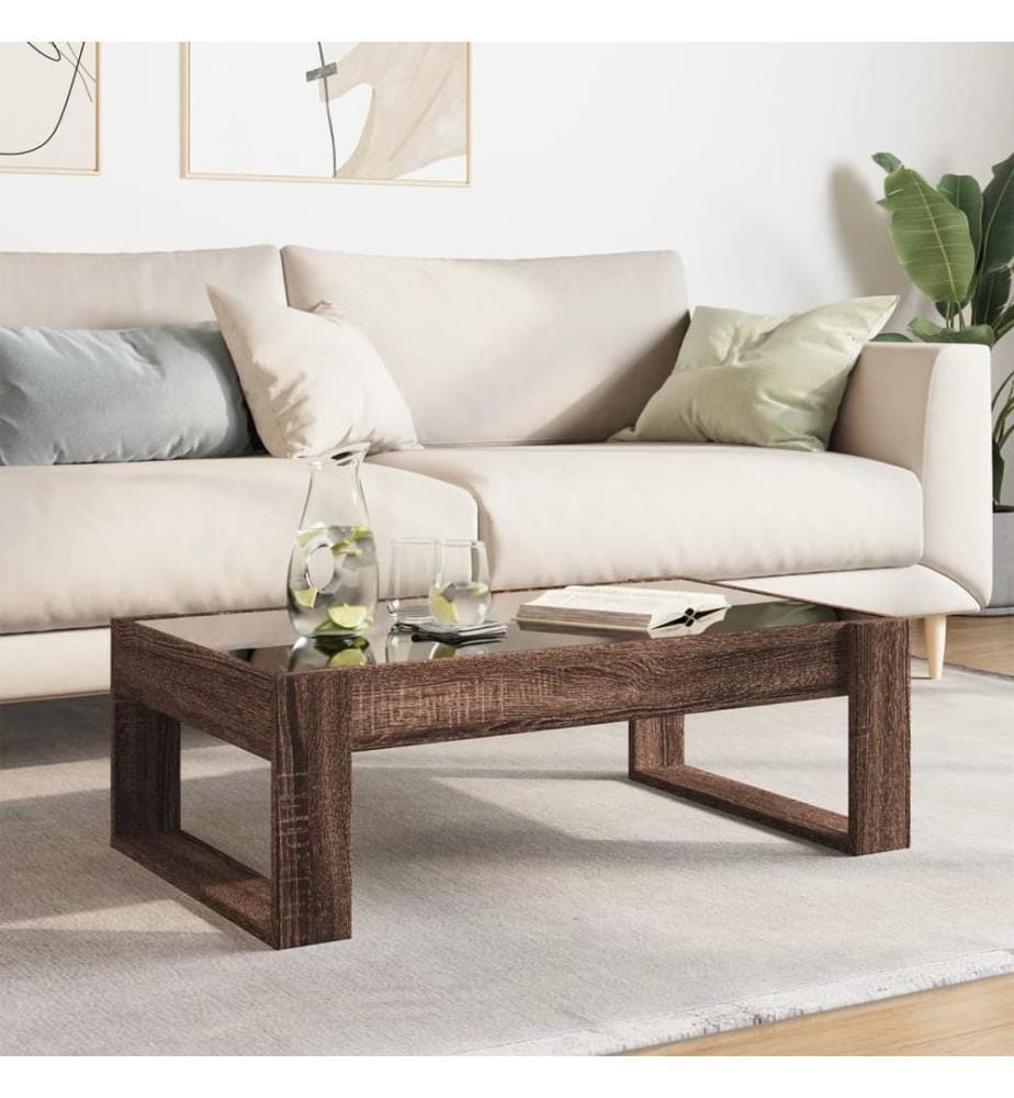 Couchtisch mit Infinity-LED Braun Eichen-Optik 90x53x30 cm