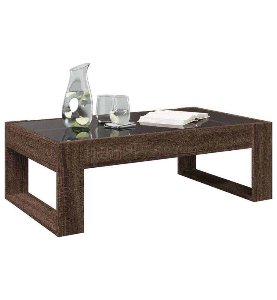 Couchtisch mit Infinity-LED Braun Eichen-Optik 90x53x30 cm