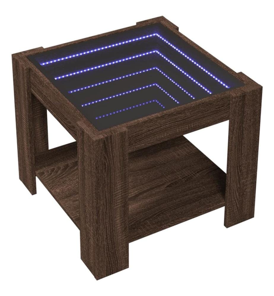 LED-Couchtisch Braun Eichen-Optik 53x53x45 cm Holzwerkstoff
