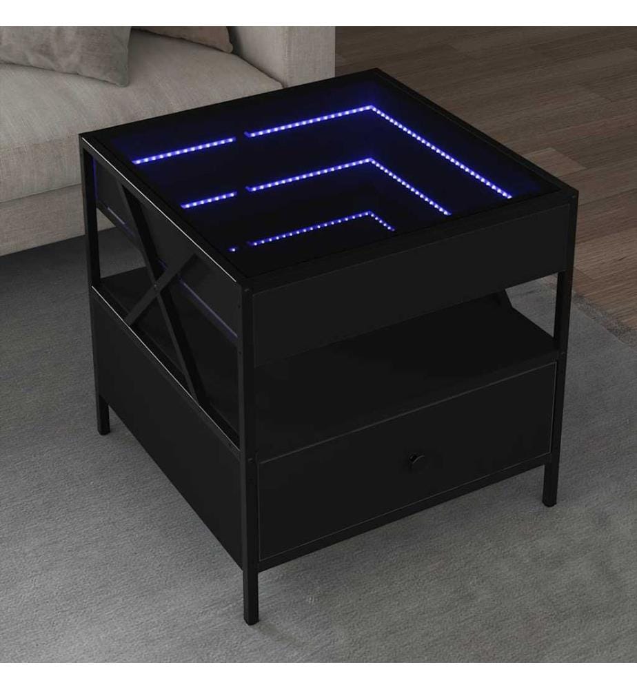 Couchtisch mit Infinity-LED Schwarz 50x50x51 cm
