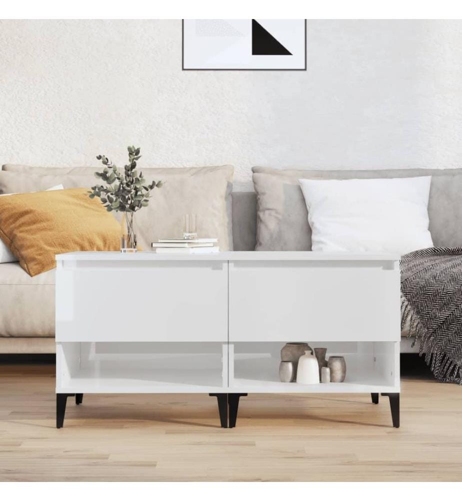 Beistelltische 2 Stk. Hochglanz-Weiss 50x46x50 cm Holzwerkstoff