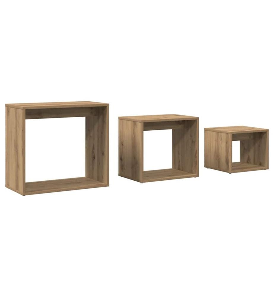 Satztische 3 Stk. Artisan-Eiche Holzwerkstoff