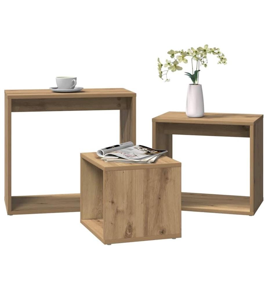 Satztische 3 Stk. Artisan-Eiche Holzwerkstoff