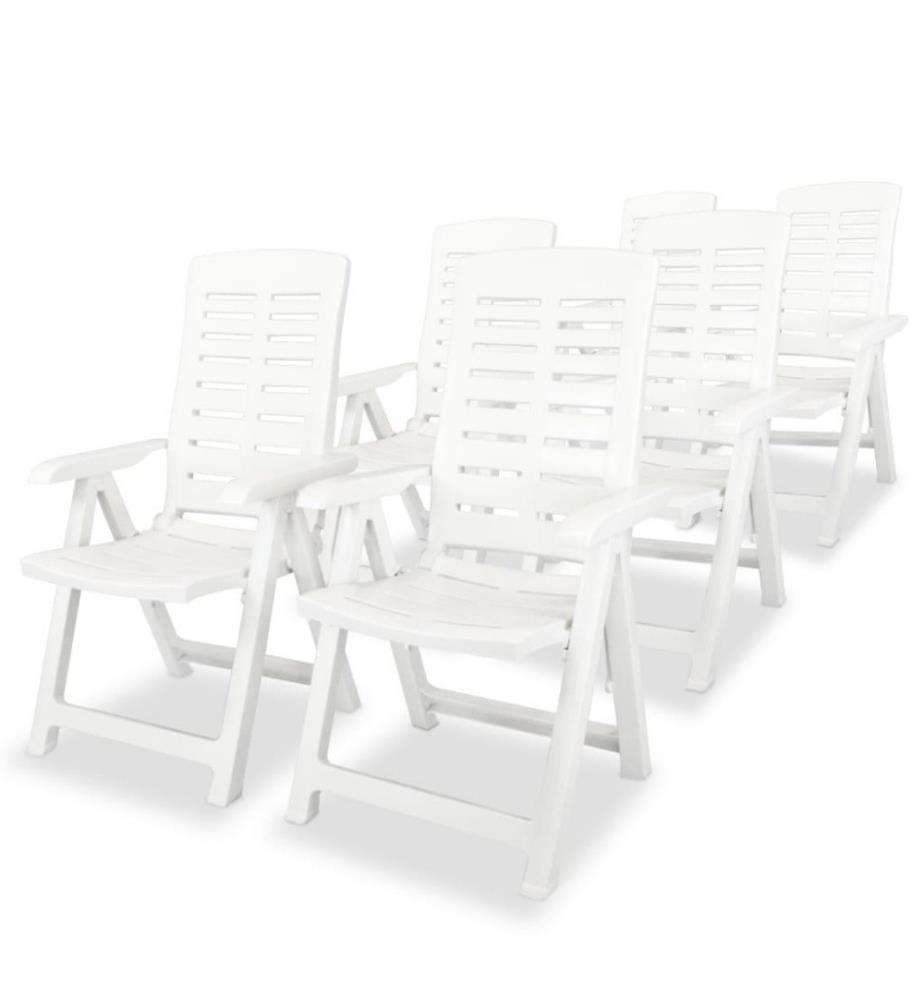 Garten-Liegestühle 6 Stk. Kunststoff Weiss