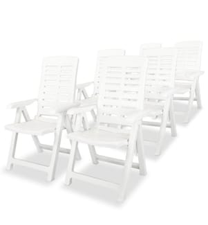 Garten-Liegestühle 6 Stk. Kunststoff Weiss