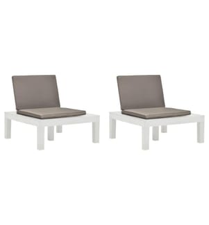 Gartenstühle mit Auflagen 2 Stk. Kunststoff Weiss