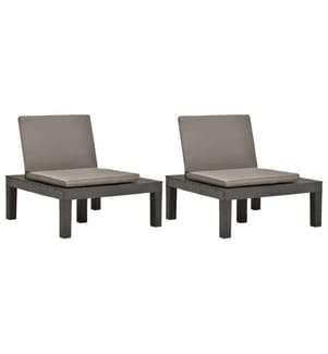 Gartenstühle mit Auflagen 2 Stk. Kunststoff Anthrazit