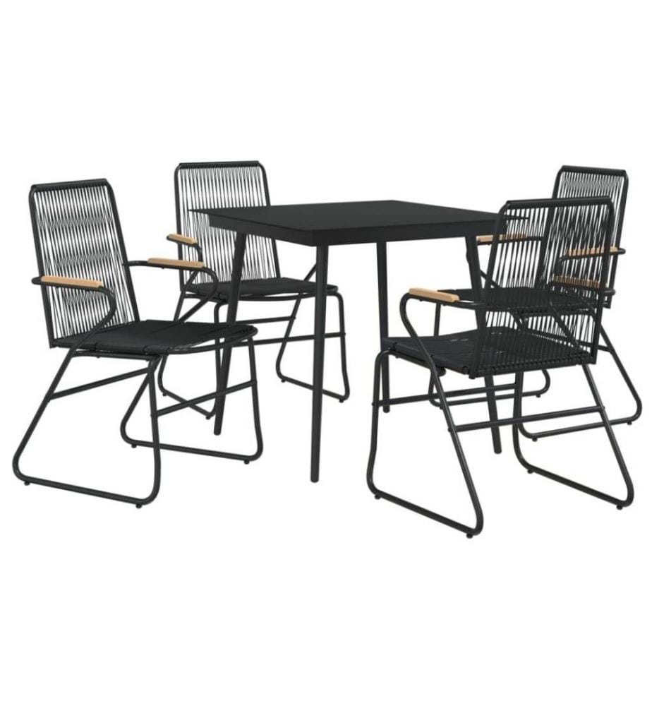 5-tlg. Garten-Essgruppe Schwarz PVC Rattan