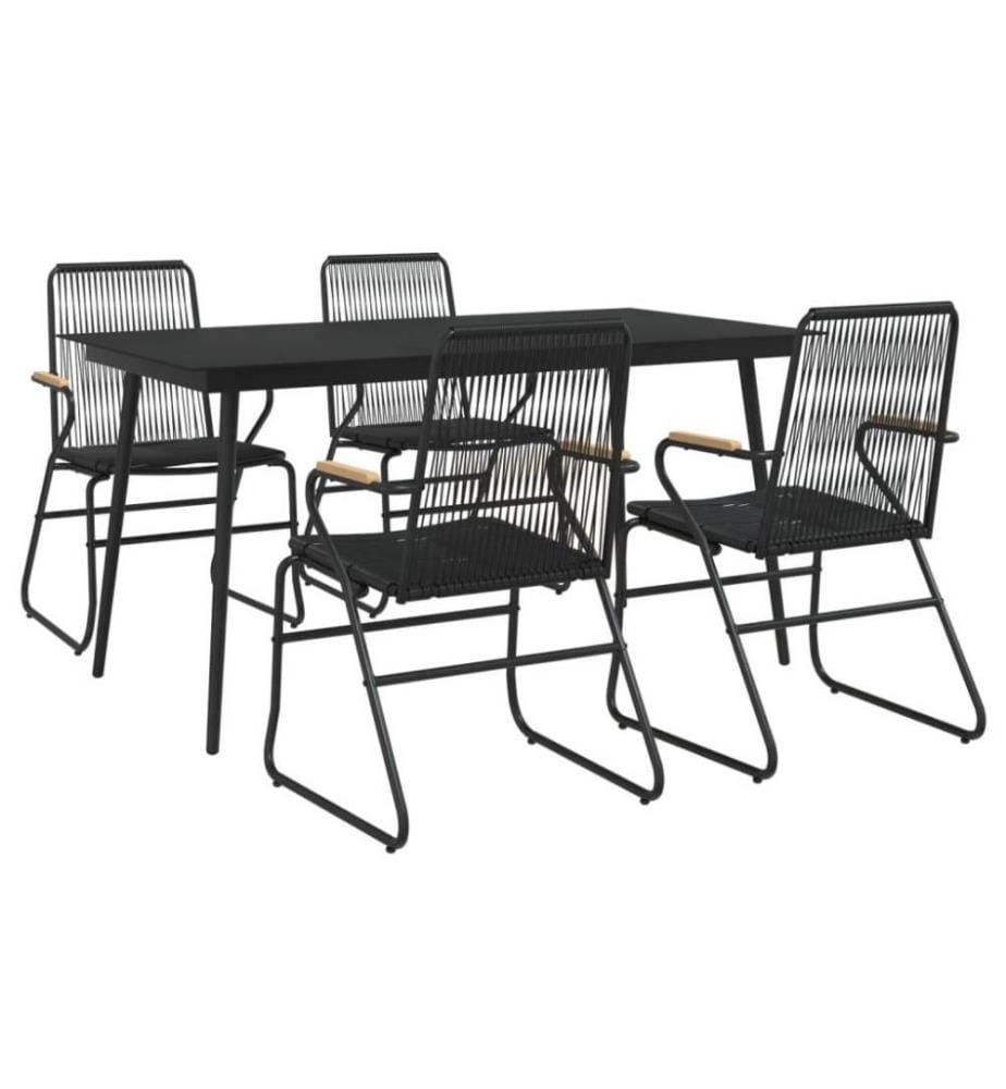 5-tlg. Garten-Essgruppe Schwarz PVC Rattan