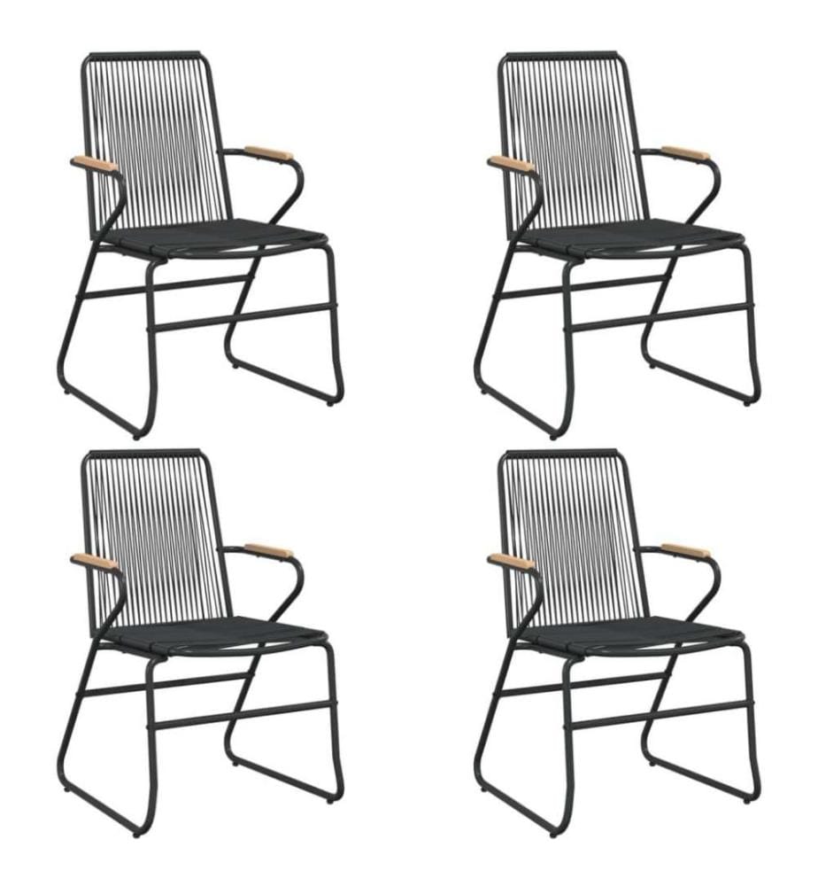 5-tlg. Garten-Essgruppe Schwarz PVC Rattan