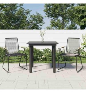 3-tlg. Garten-Essgruppe Schwarz PVC Rattan