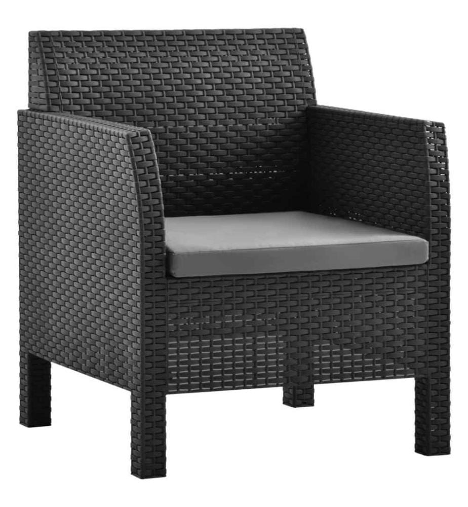 Gartenstühle mit Kissen 2 Stk. PP Rattan Anthrazit