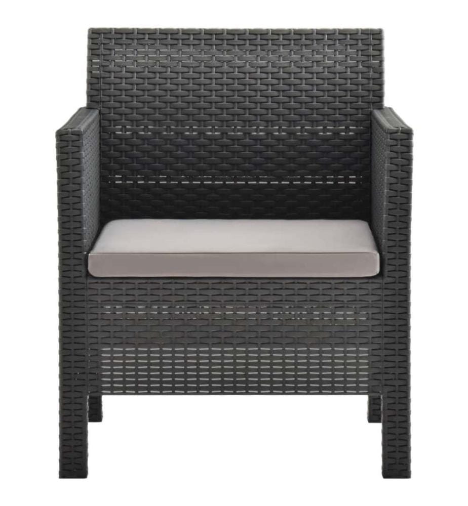 Gartenstühle mit Kissen 2 Stk. PP Rattan Anthrazit