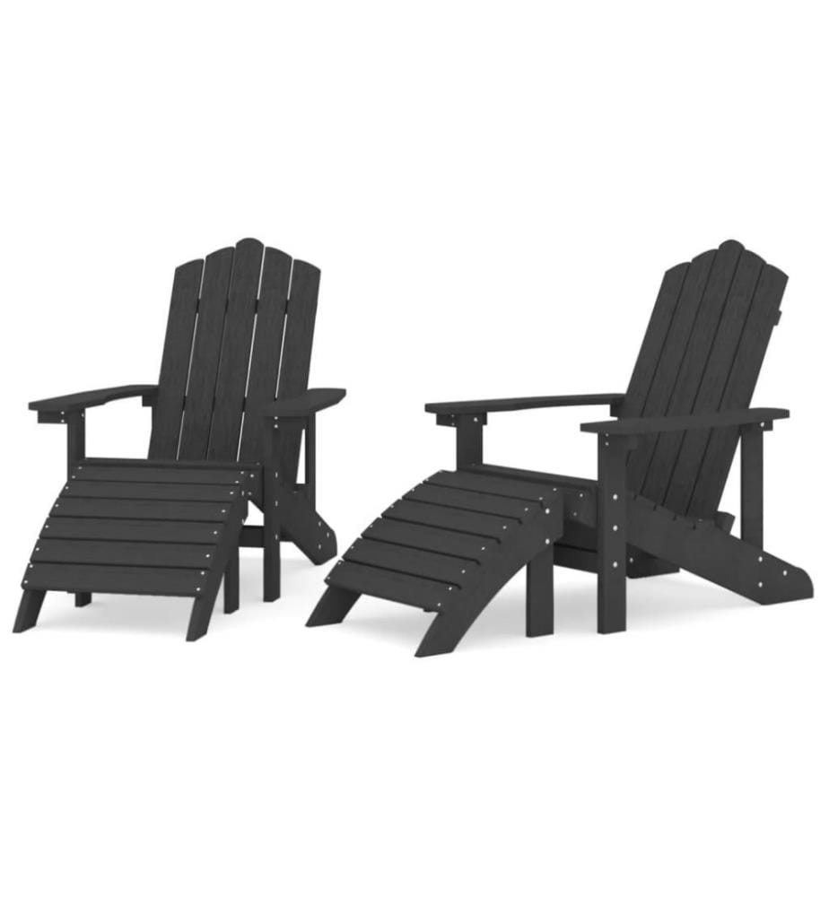 Adirondack-Gartenstühle 2 Stk. mit Hockern HDPE Weiss