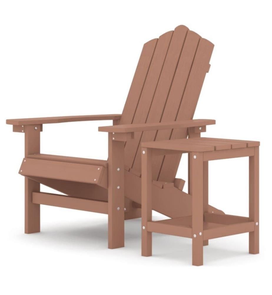 Chaise de jardin Adirondack avec table PEHD Marron