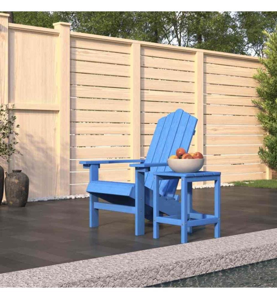 Chaise de jardin Adirondack avec table PEHD Bleu aqua