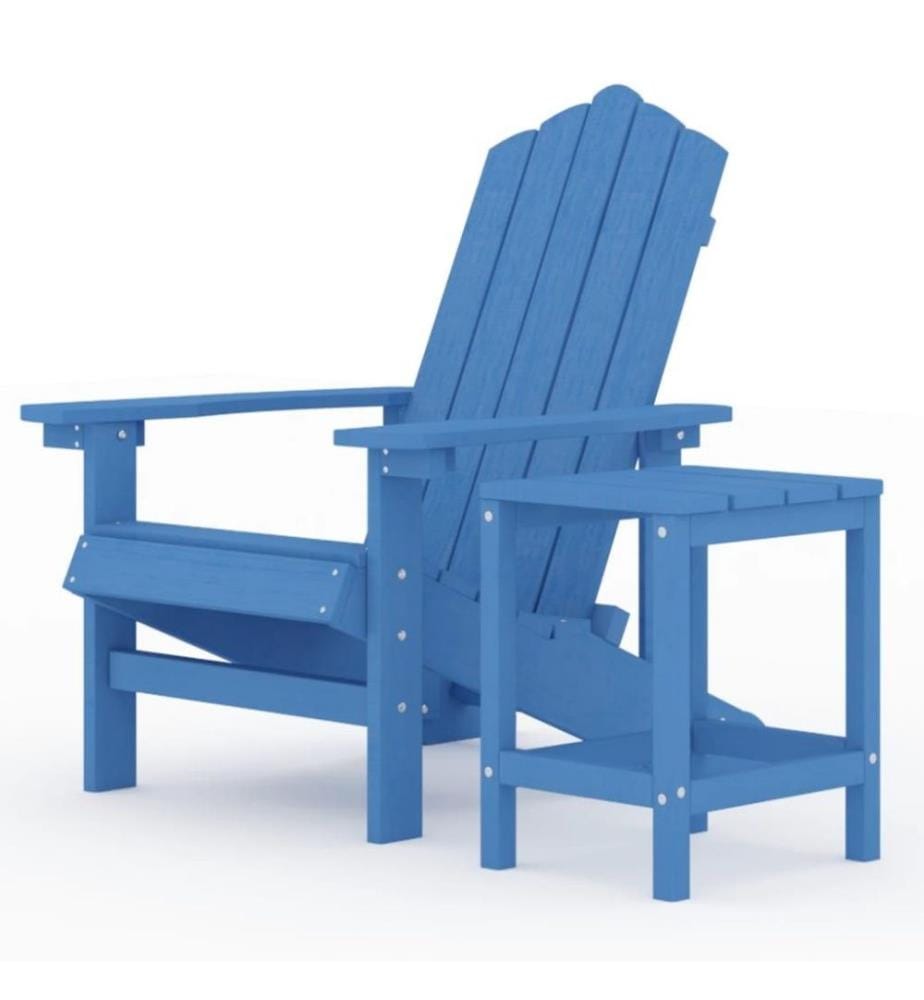 Chaise de jardin Adirondack avec table PEHD Bleu aqua