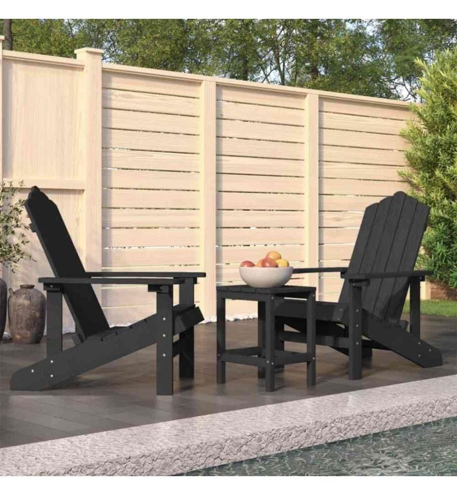 Chaises de jardin Adirondack avec table PEHD Anthracite