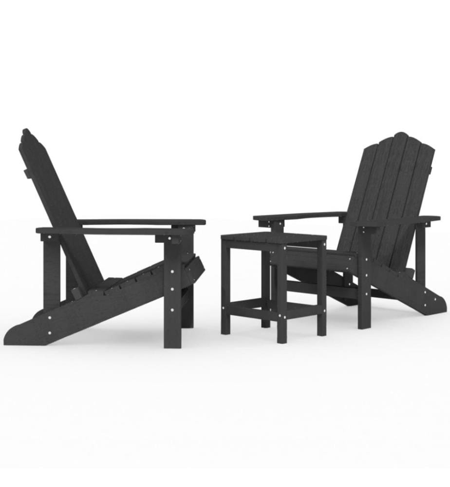 Chaises de jardin Adirondack avec table PEHD Anthracite
