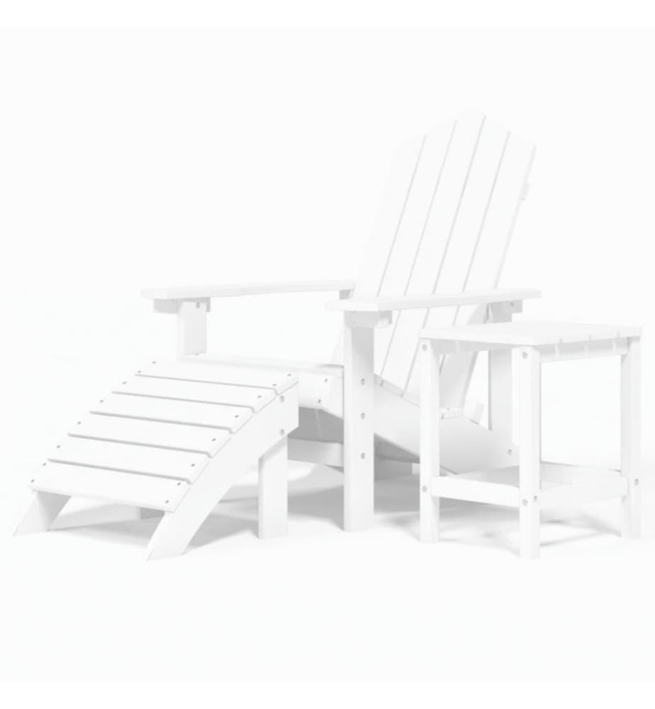 Adirondack-Gartenstuhl mit Hocker & Tisch HDPE Weiss