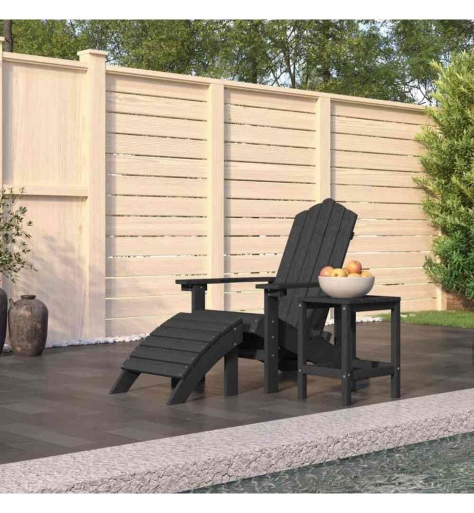 Adirondack-Gartenstuhl mit Hocker & Tisch HDPE Anthrazit