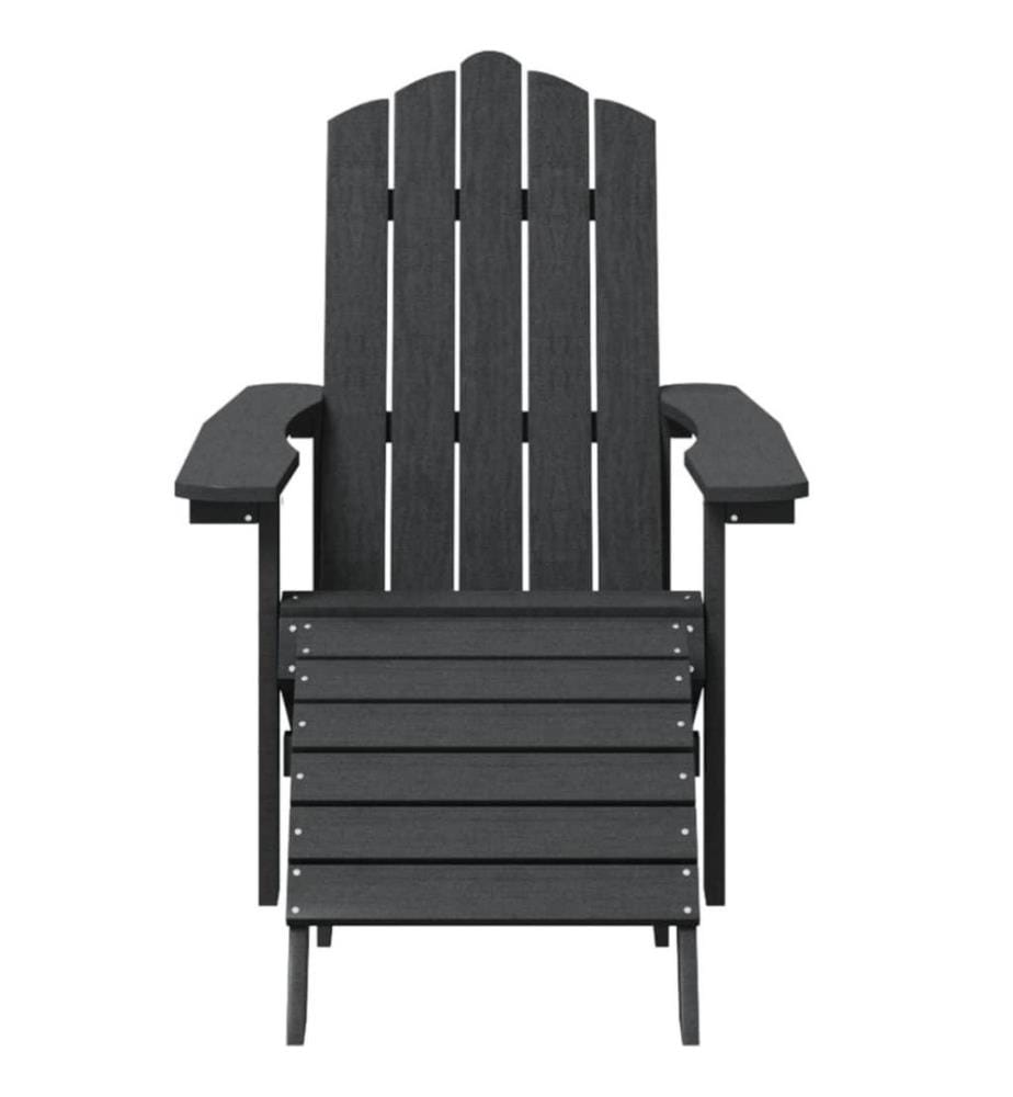 Adirondack-Gartenstuhl mit Hocker & Tisch HDPE Anthrazit