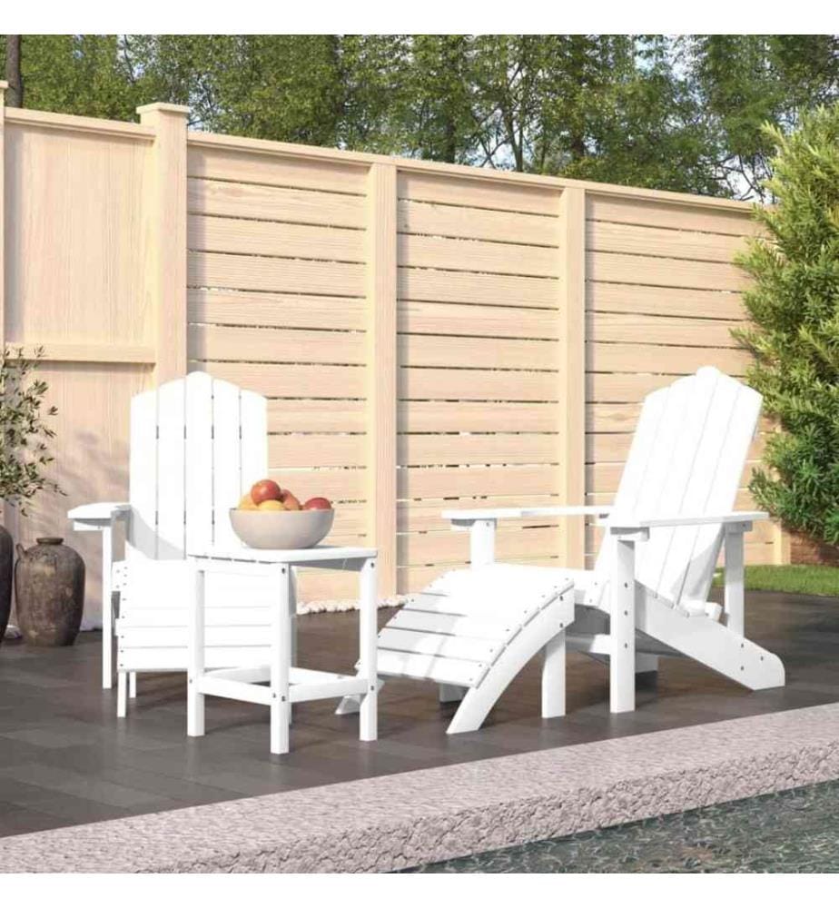 Adirondack-Gartenstühle mit Hocker & Tisch HDPE Weiss