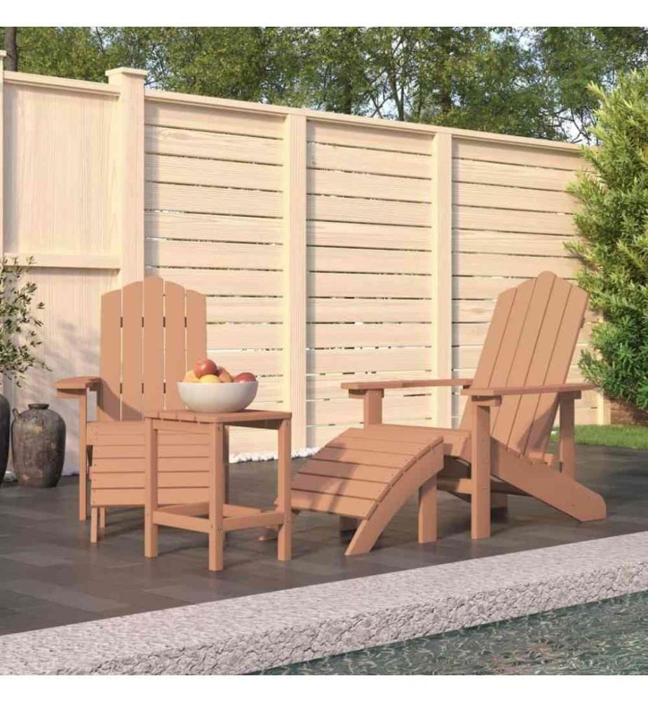 Adirondack-Gartenstühle mit Hocker & Tisch HDPE Braun