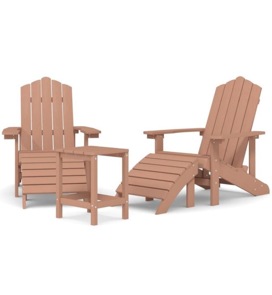 Adirondack-Gartenstühle mit Hocker & Tisch HDPE Braun